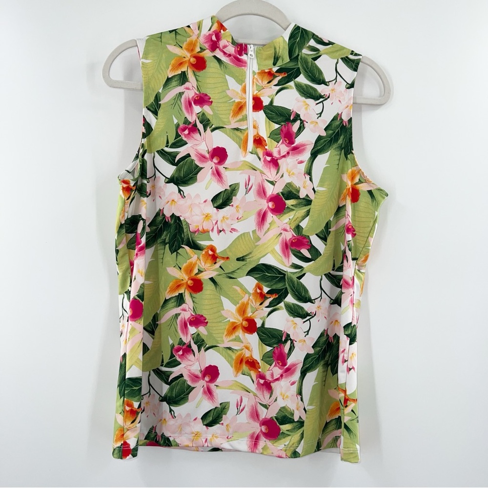 Tommy Bahama Active Quarter Zip Mock Neck Tropical Tank Top size Large - Picture 3 of 7